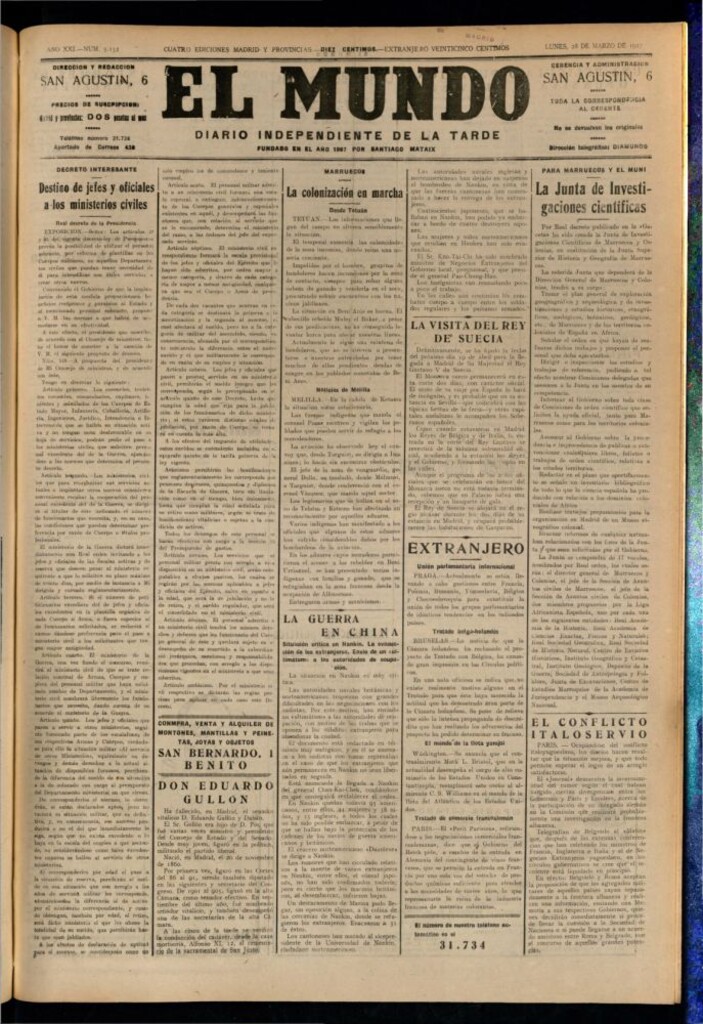 Miniatura de El Mundo del 28 de marzo de 1927