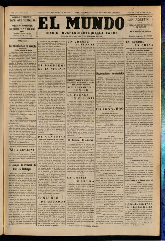 Miniatura de El Mundo del 29 de marzo de 1927