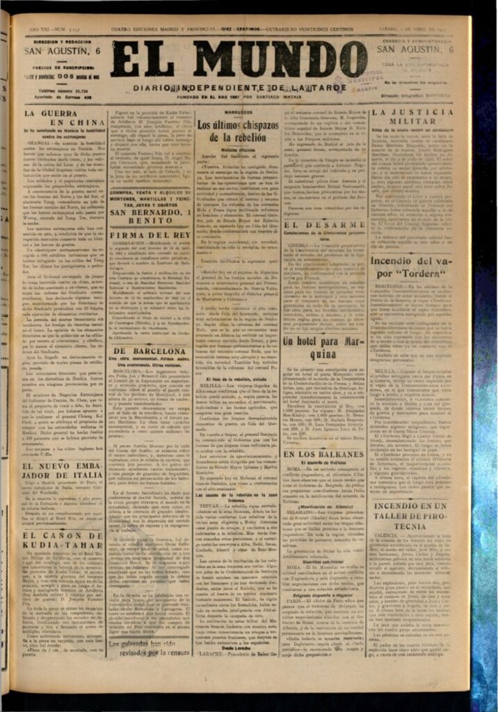 Miniatura de El Mundo del 2 de abril de 1927