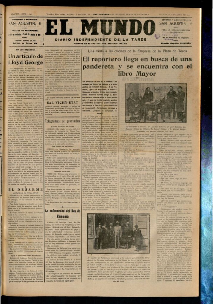 Miniatura de El Mundo del 6 de abril de 1927
