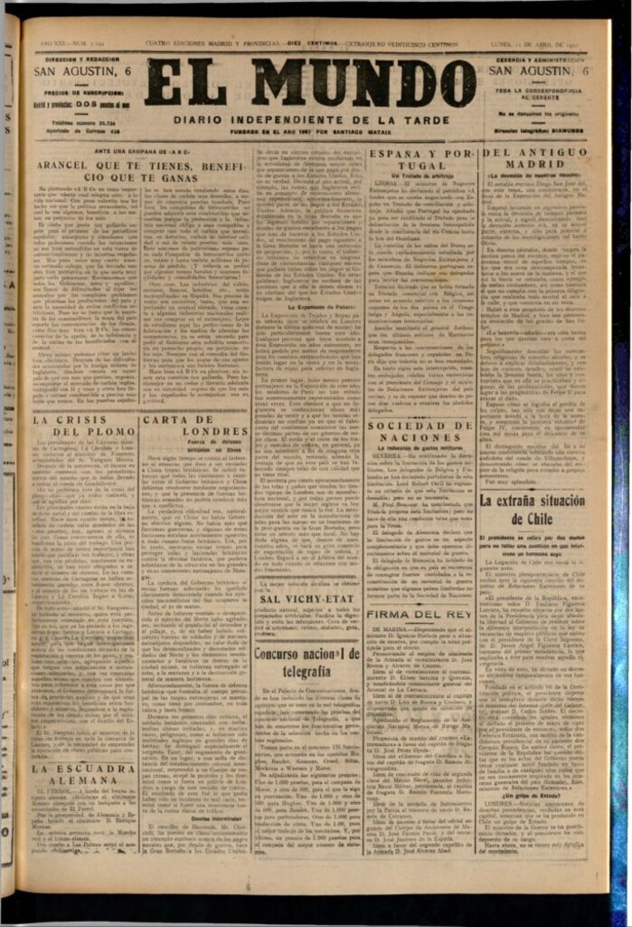 Miniatura de El Mundo del 11 de abril de 1927