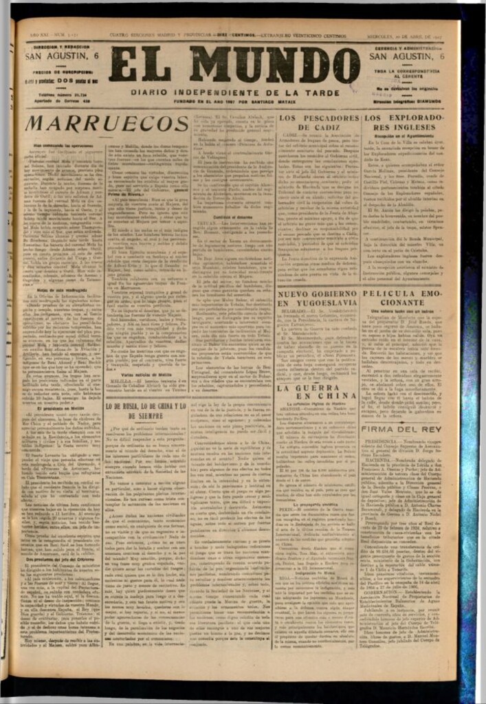 Miniatura de El Mundo del 20 de abril de 1927
