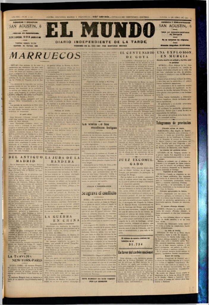 Miniatura de El Mundo del 21 de abril de 1927