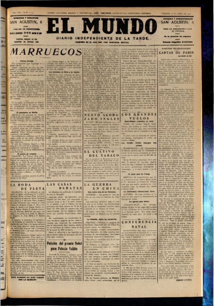 Miniatura de El Mundo del 22 de abril de 1927