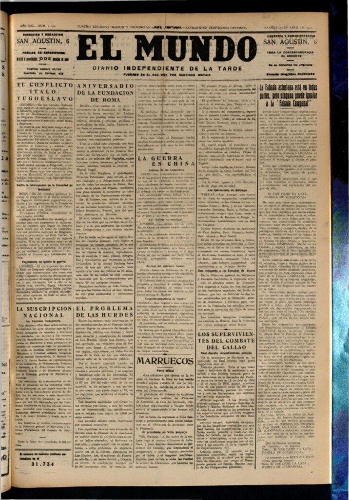 Miniatura de El Mundo del 23 de abril de 1927