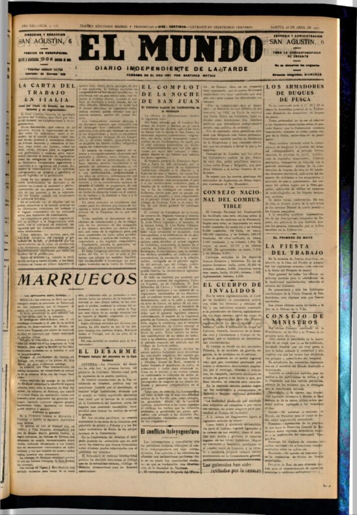 Miniatura de El Mundo del 26 de abril de 1927