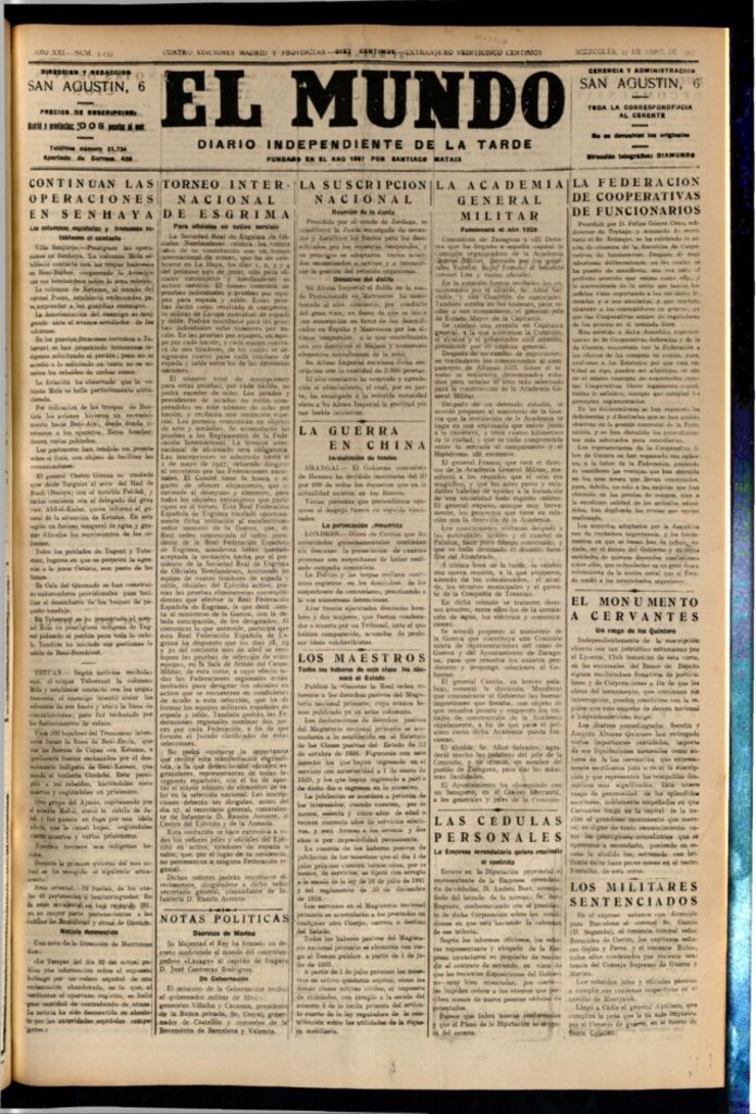 Miniatura de El Mundo del 27 de abril de 1927