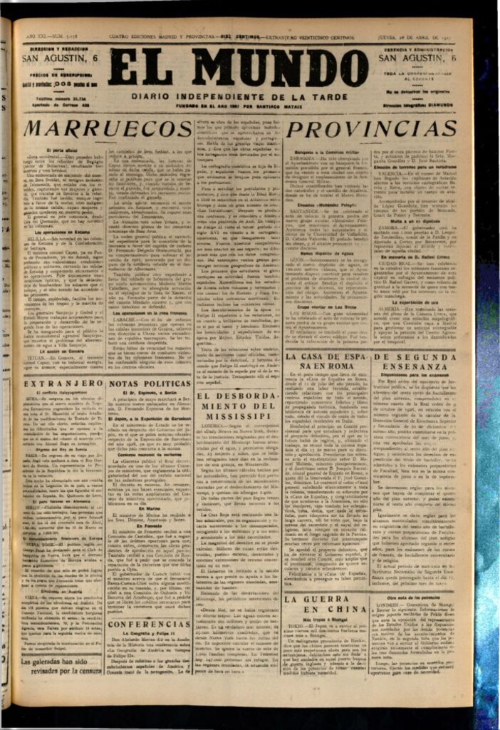 Miniatura de El Mundo del 28 de abril de 1927