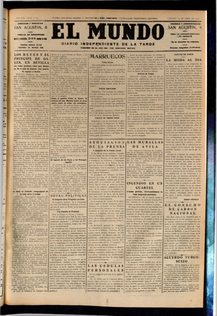 Miniatura de El Mundo del 29 de abril de 1927