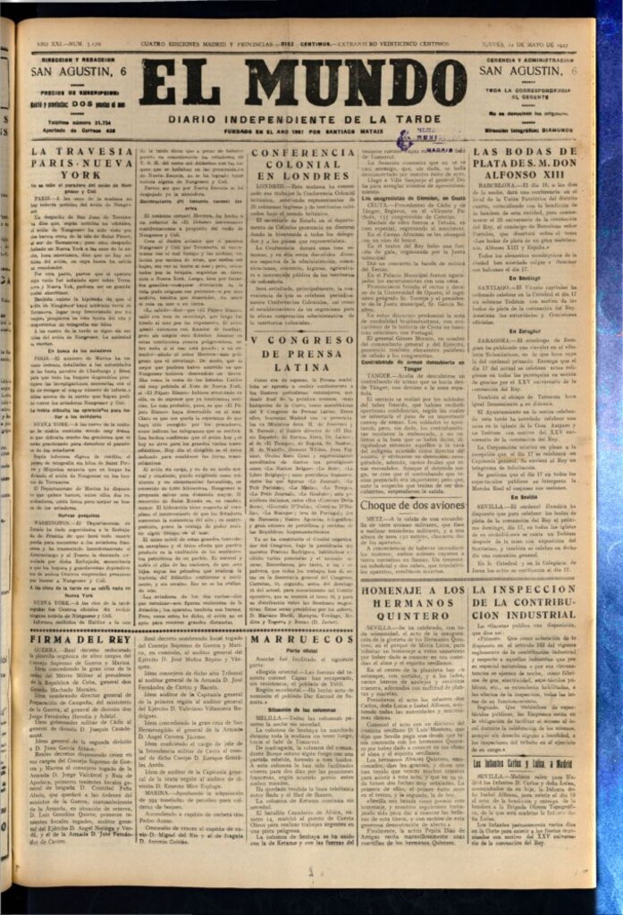 Miniatura de El Mundo del 12 de mayo de 1927