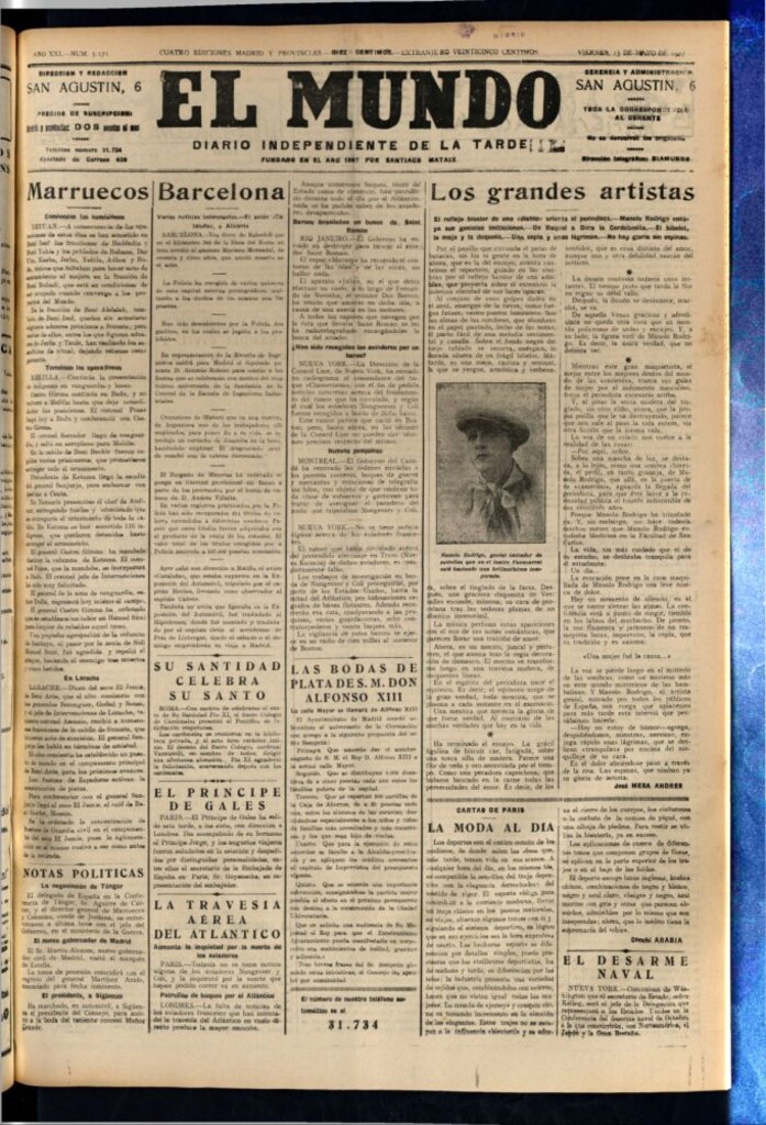 Miniatura de El Mundo del 13 de mayo de 1927
