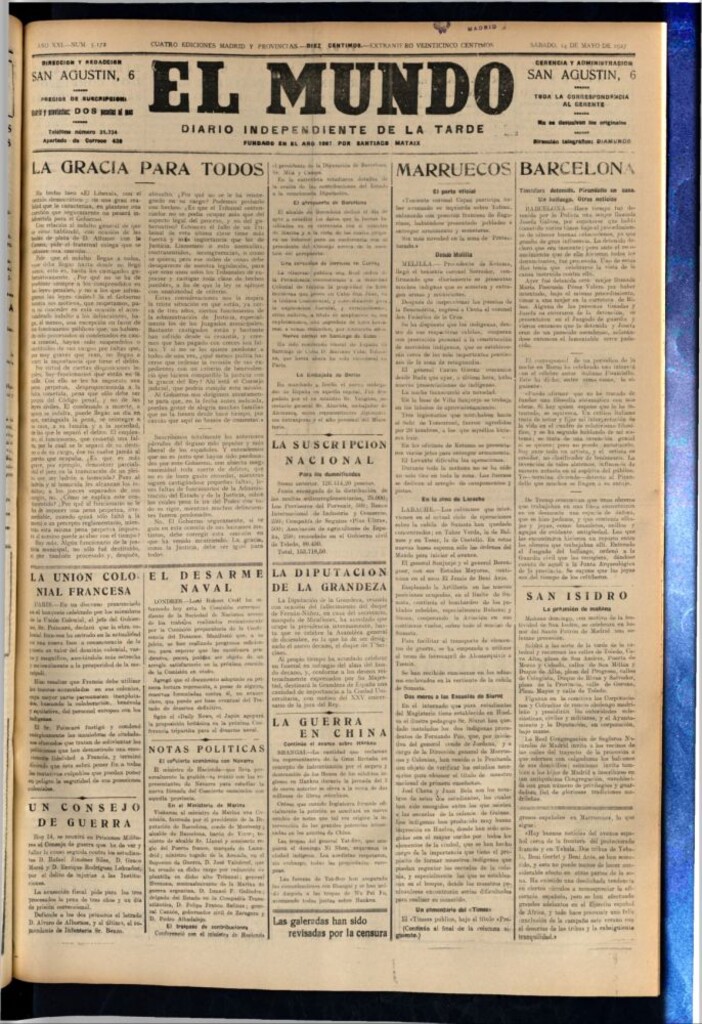 Miniatura de El Mundo del 14 de mayo de 1927