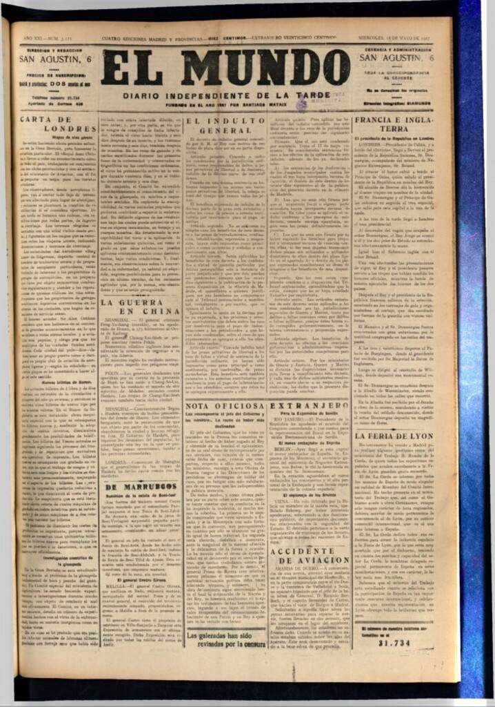 Miniatura de El Mundo del 18 de mayo de 1927
