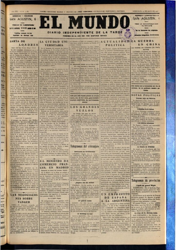 Miniatura de El Mundo del 25 de mayo de 1927