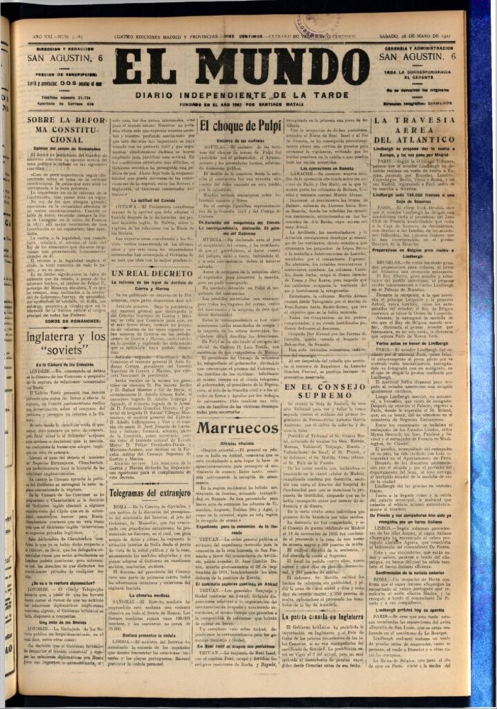 Miniatura de El Mundo del 28 de mayo de 1927