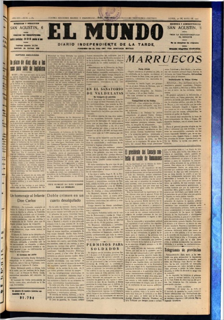 Miniatura de El Mundo del 30 de mayo de 1927
