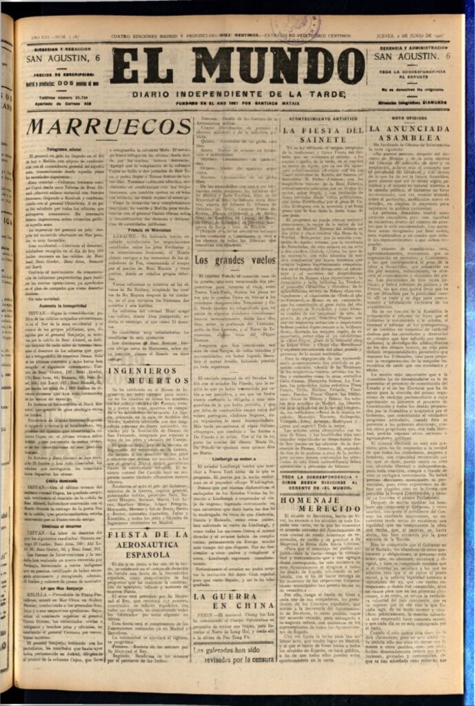 Miniatura de El Mundo del 2 de junio de 1927