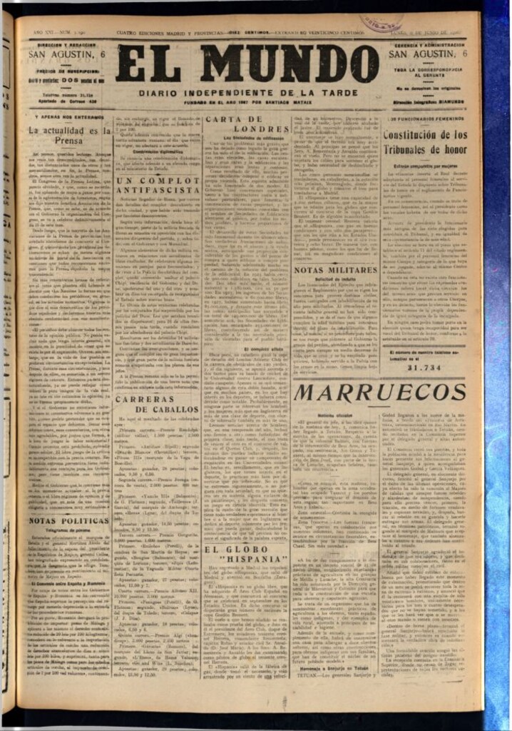Miniatura de El Mundo del 6 de junio de 1927