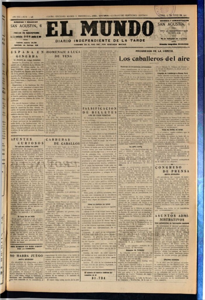 Miniatura de El Mundo del 13 de junio de 1927