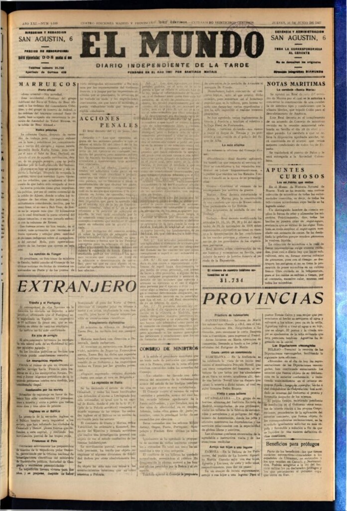 Miniatura de El Mundo del 16 de junio de 1927