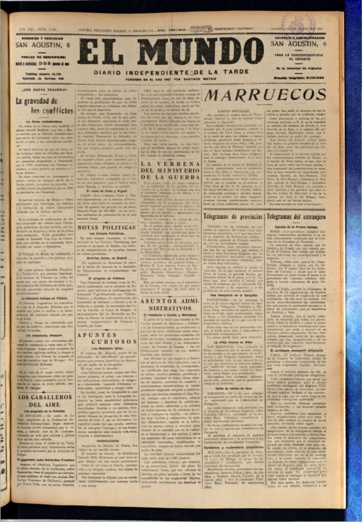 Miniatura de El Mundo del 21 de junio de 1927