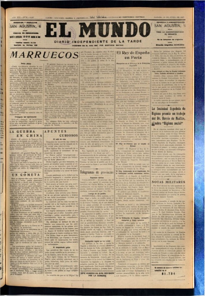 Miniatura de El Mundo del 25 de junio de 1927