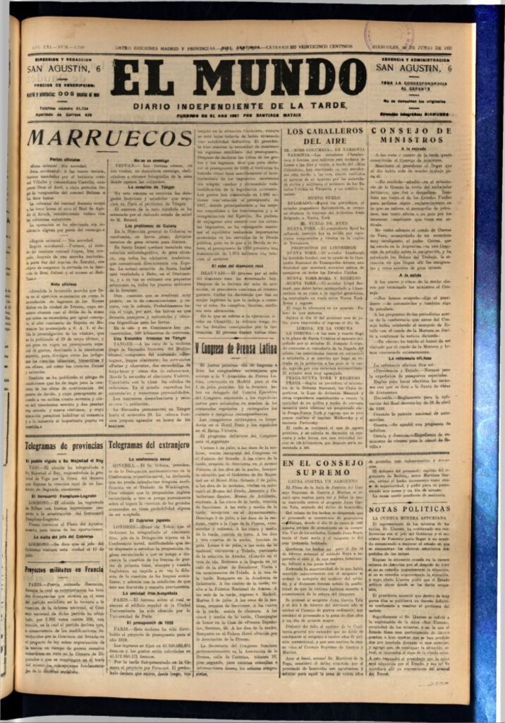 Miniatura de El Mundo del 29 de junio de 1927
