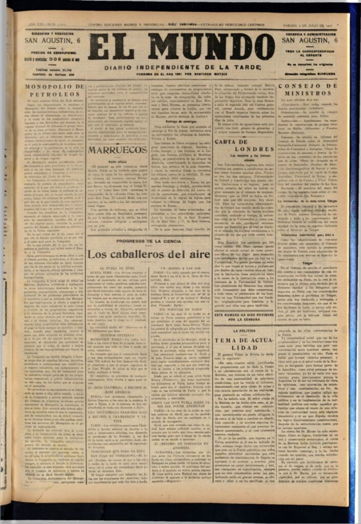 Miniatura de El Mundo del 2 de julio de 1927