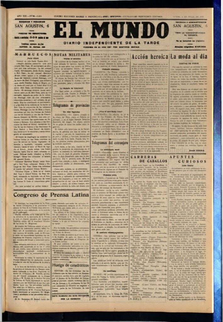 Miniatura de El Mundo del 3 de julio de 1927