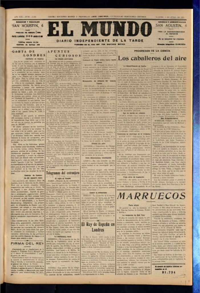 Miniatura de El Mundo del 5 de julio de 1927