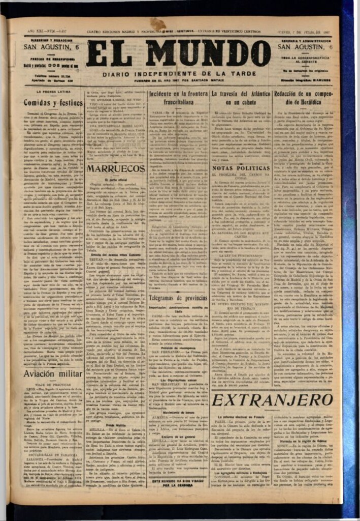 Miniatura de El Mundo del 7 de julio de 1927
