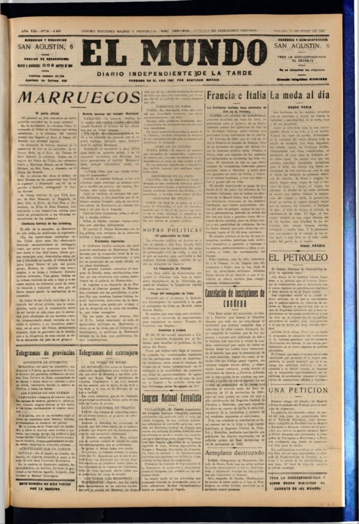 Miniatura de El Mundo del 9 de julio de 1927
