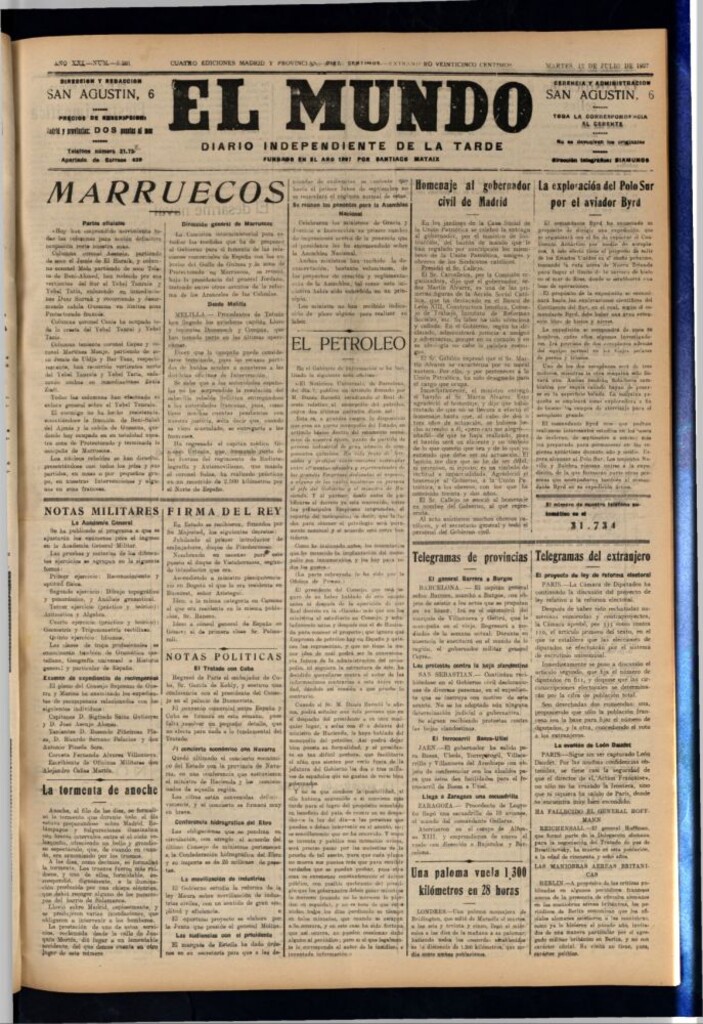 Miniatura de El Mundo del 12 de julio de 1927