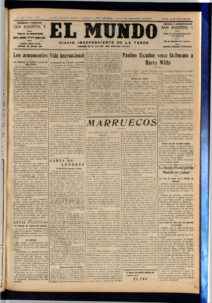 Miniatura de El Mundo del 14 de julio de 1927