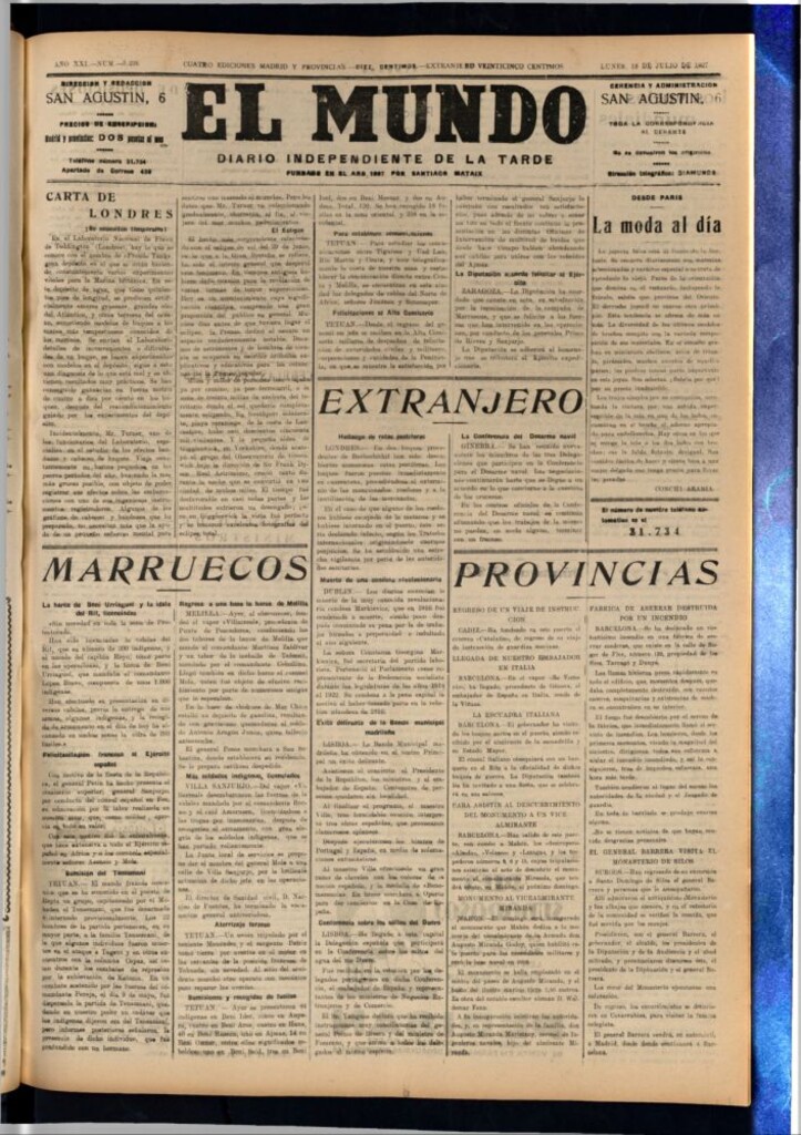 Miniatura de El Mundo del 18 de julio de 1927