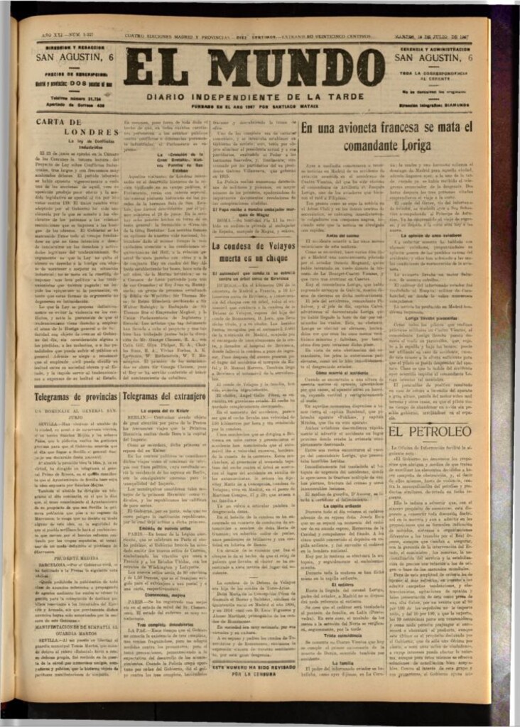 Miniatura de El Mundo del 19 de julio de 1927