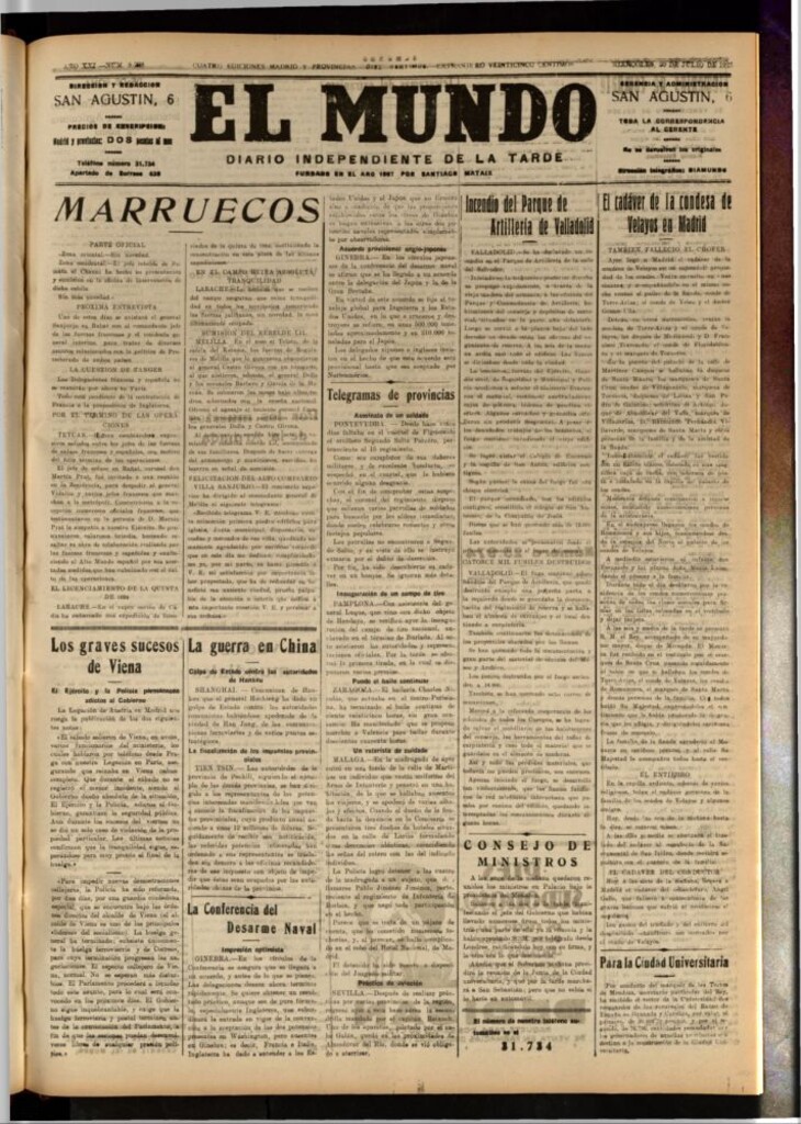 Miniatura de El Mundo del 20 de julio de 1927