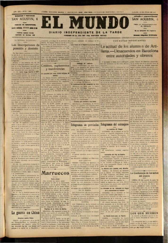 Miniatura de El Mundo del 23 de julio de 1927