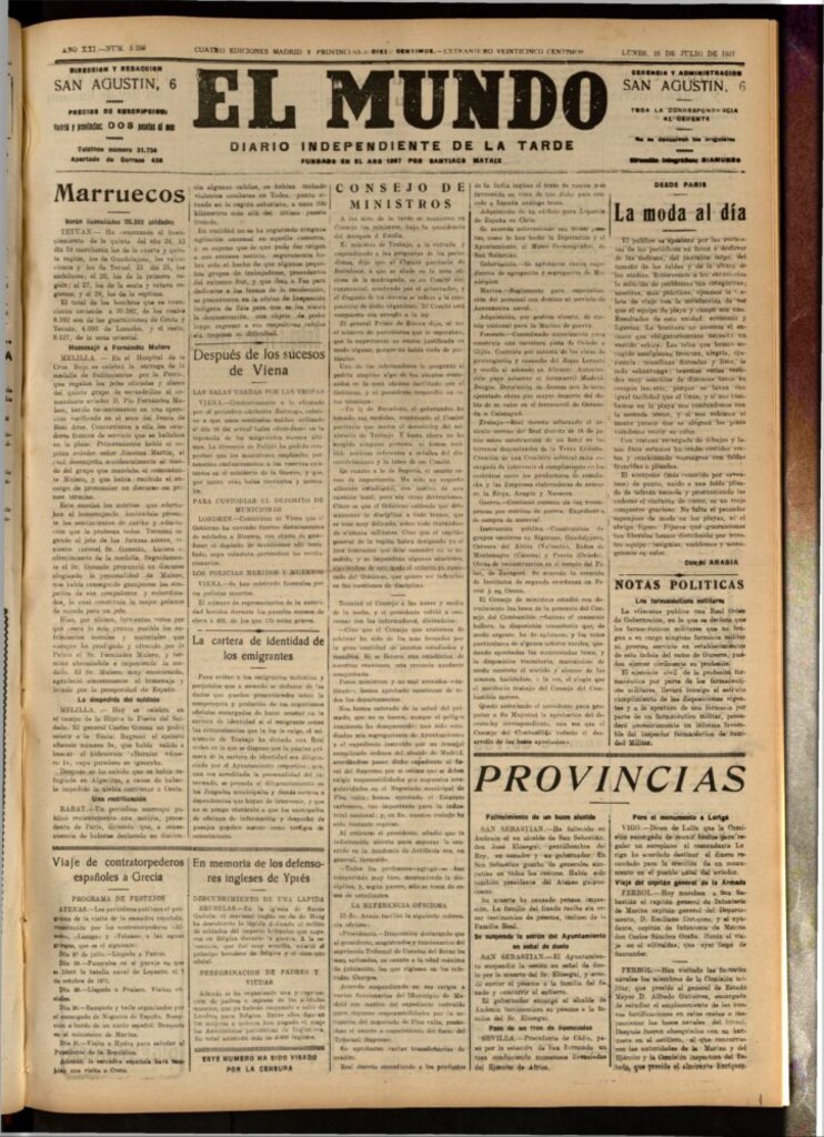 Miniatura de El Mundo del 25 de julio de 1927