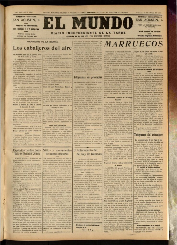 Miniatura de El Mundo del 26 de julio de 1927