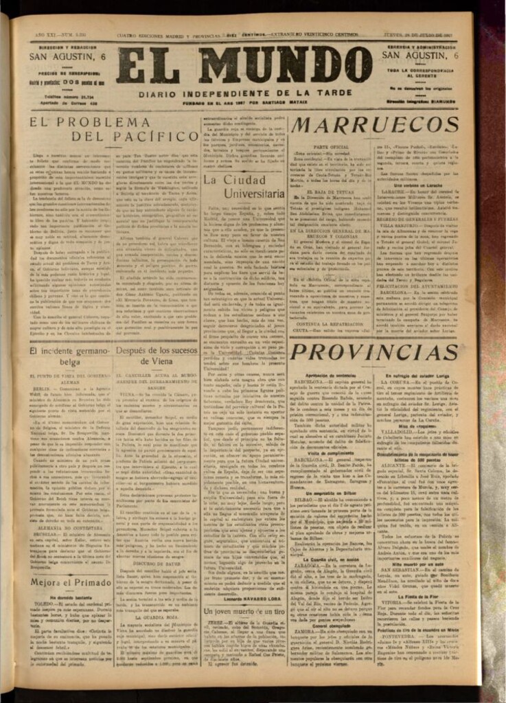 Miniatura de El Mundo del 28 de julio de 1927