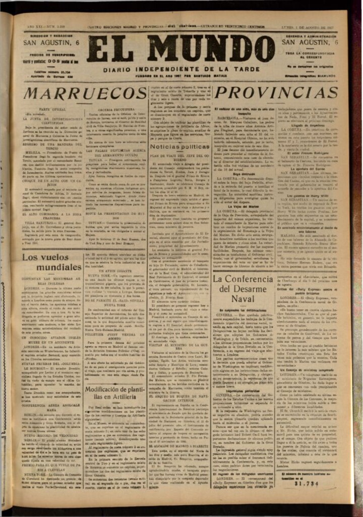 Miniatura de El Mundo del 1 de agosto de 1927
