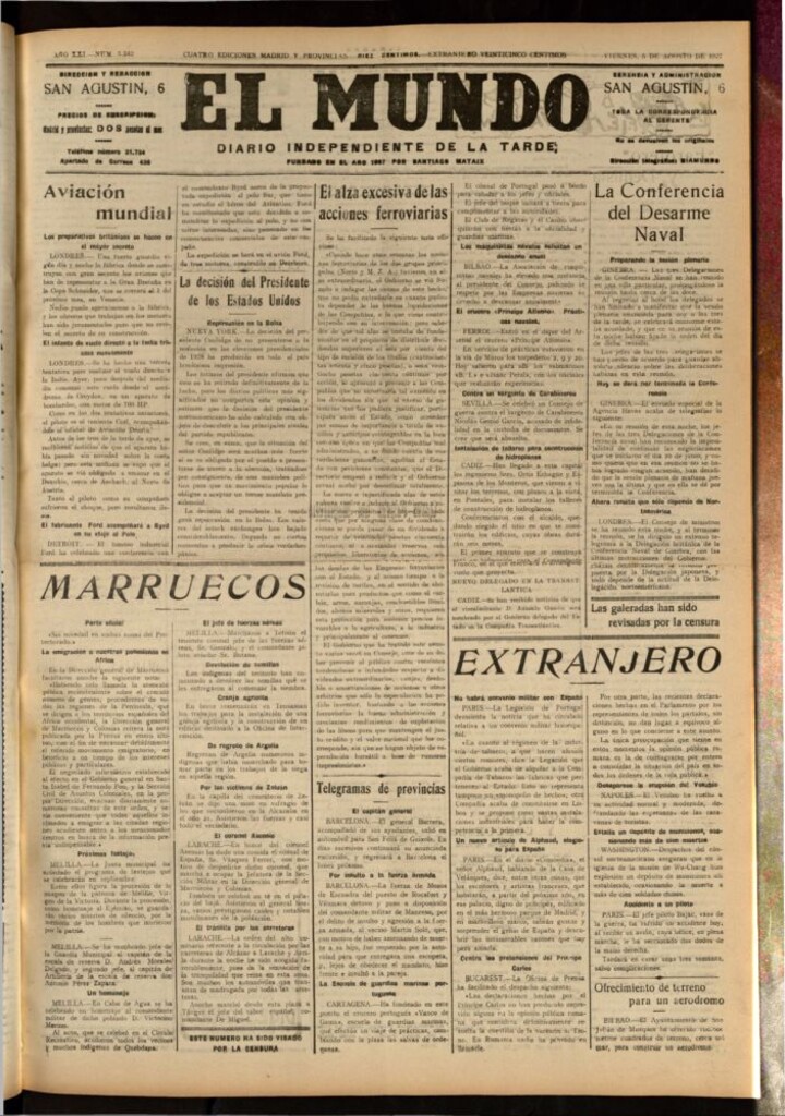Miniatura de El Mundo del 5 de agosto de 1927