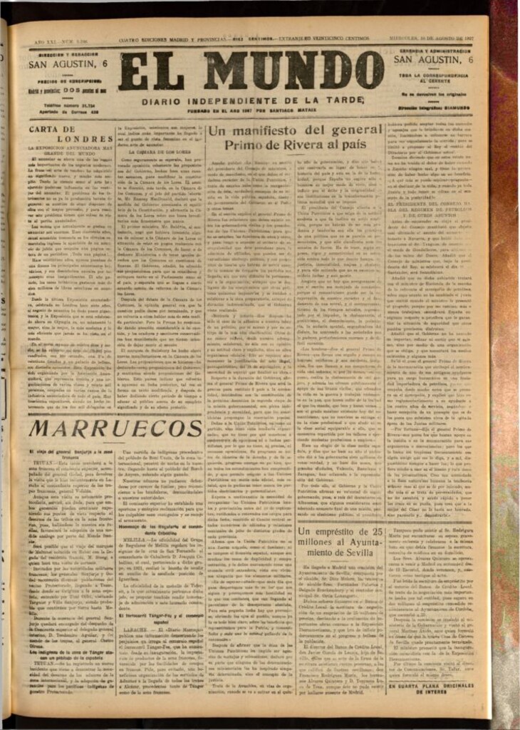 Miniatura de El Mundo del 10 de agosto de 1927