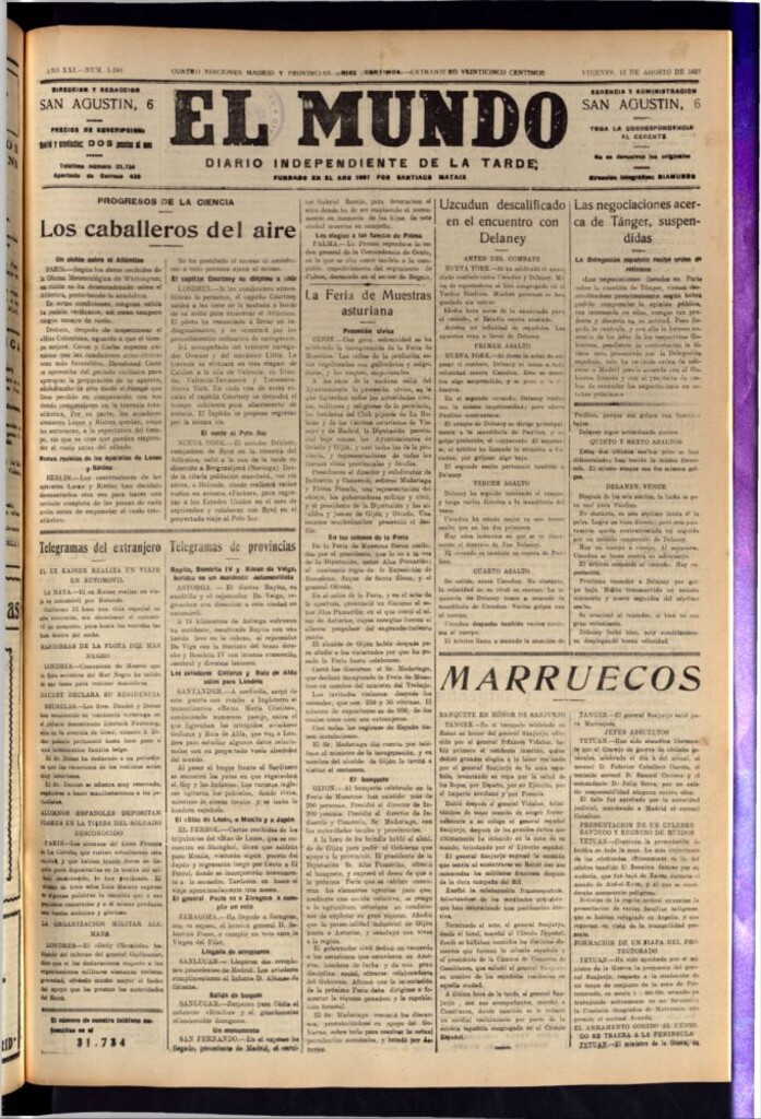 Miniatura de El Mundo del 12 de agosto de 1927