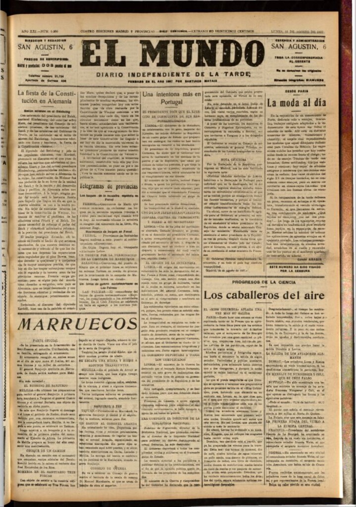 Miniatura de El Mundo del 15 de agosto de 1927