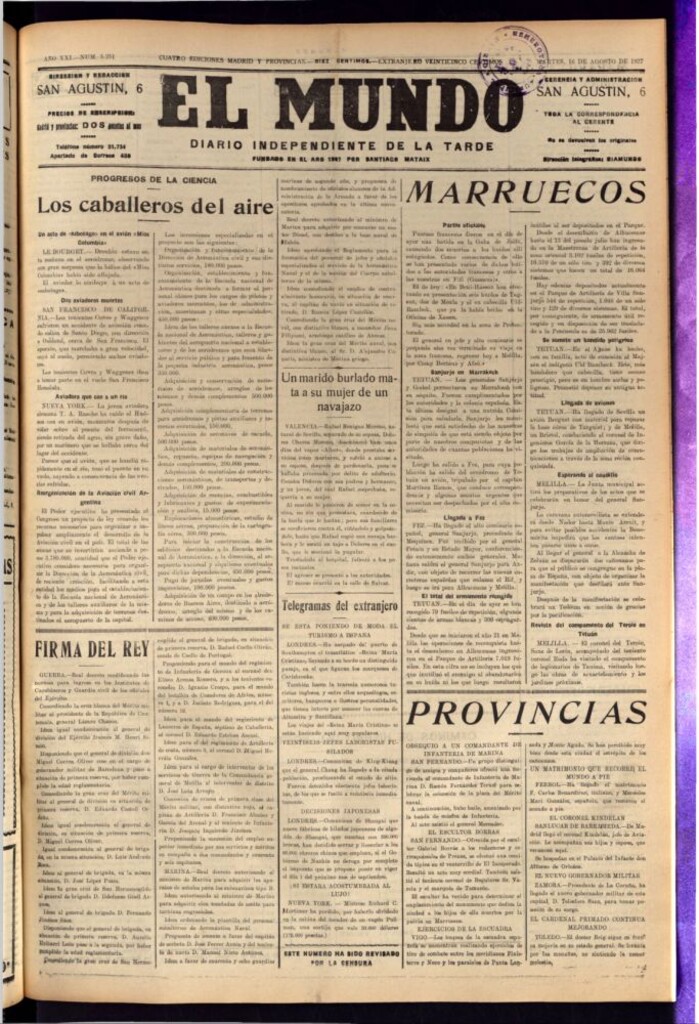 Miniatura de El Mundo del 16 de agosto de 1927
