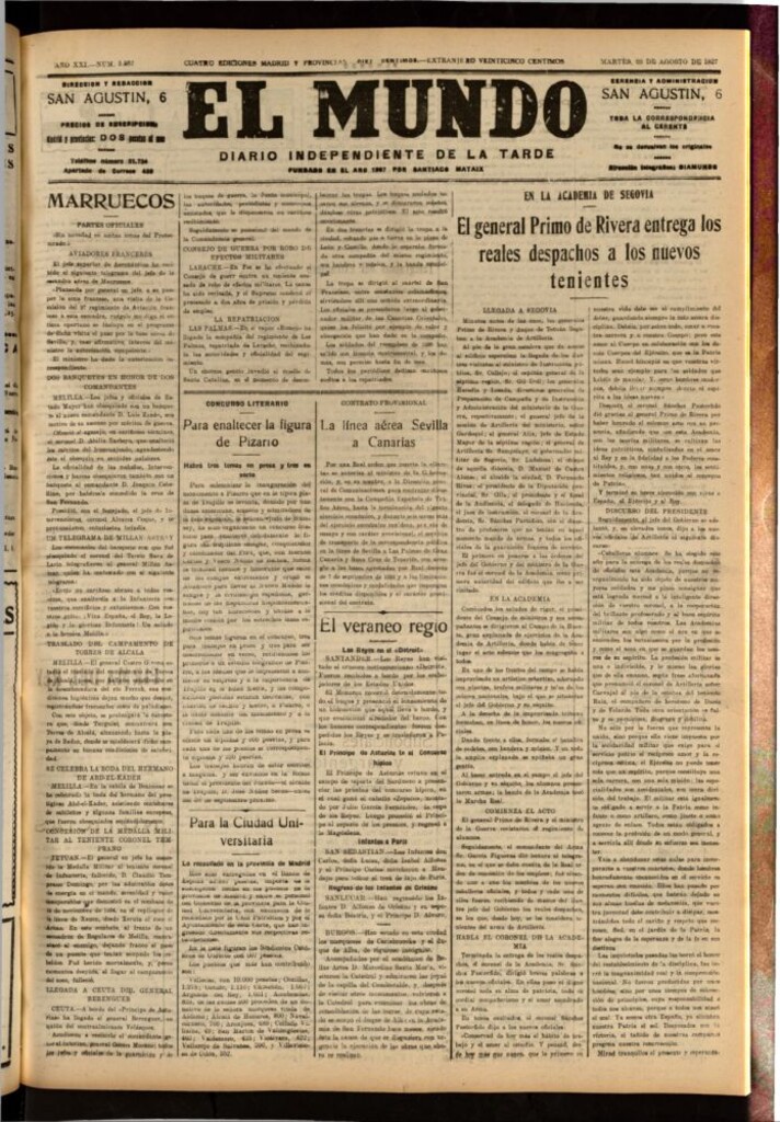 Miniatura de El Mundo del 23 de agosto de 1927