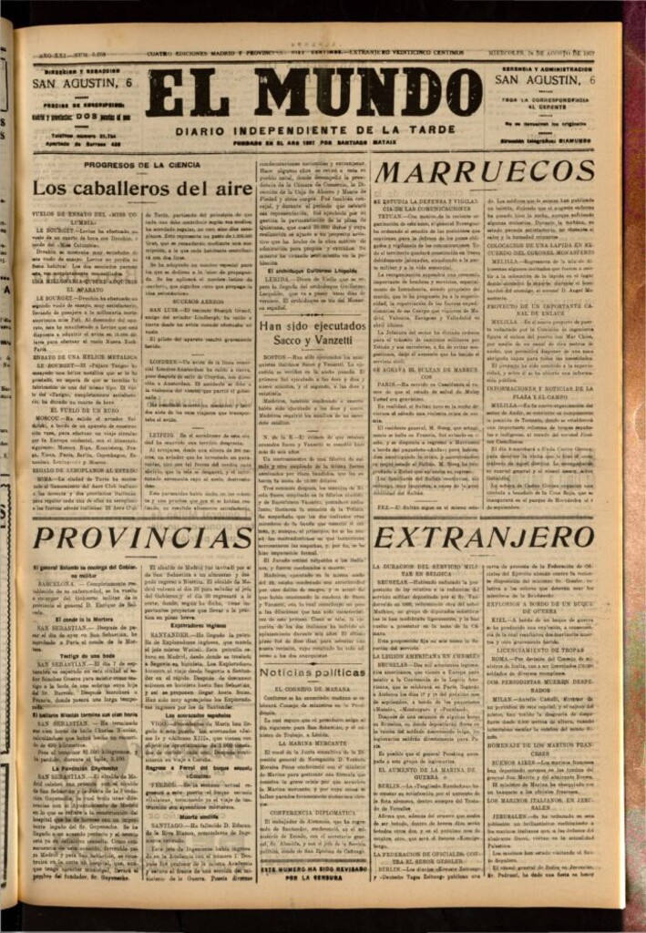 Miniatura de El Mundo del 24 de agosto de 1927