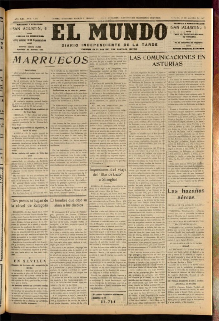 Miniatura de El Mundo del 27 de agosto de 1927